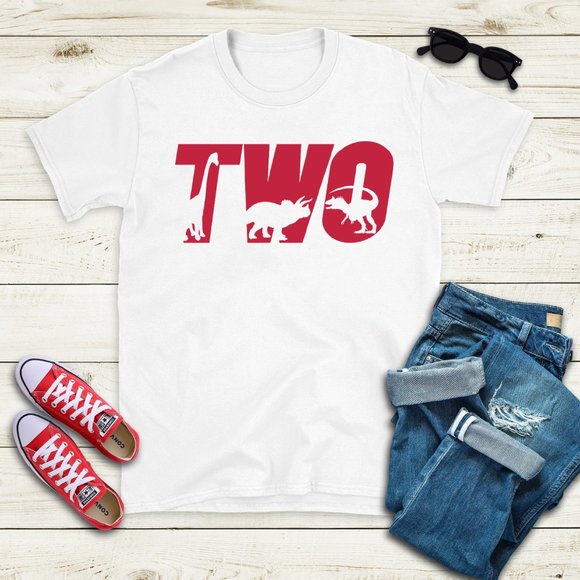 Dinosaur Birthday Shirt Two Boys 2nd Birthday Dino - Picture 1 of 2
